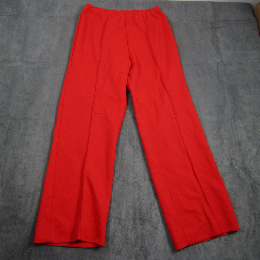 Vintage Traders Pants Women 29 Red Elastic Waist Straight Leg Double Knit Slacks